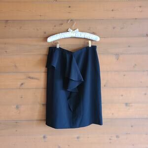 Moschino Skirt Midi Asymmetrical Black Ruffle Pencil NWT 12 $695 Chic Couture